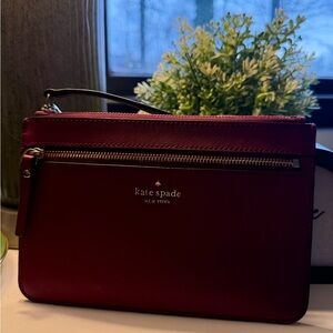 kate spade Red Saffiano Leather Wristlet with Zip Pocket